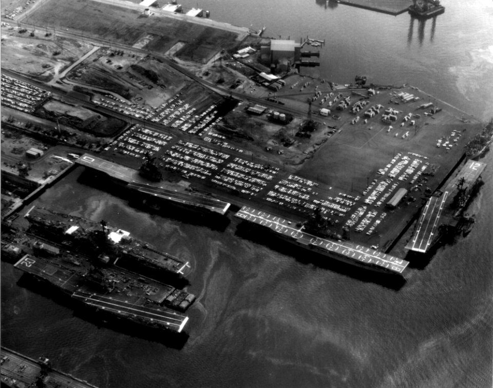 Five Essex class carriers at Long Beach 1966
