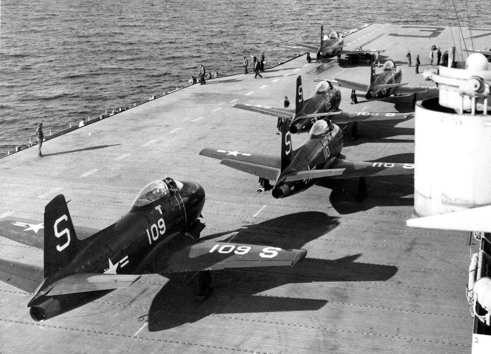 FJ-1s VF-51 launching from USS Princeton (CV-37) 1949