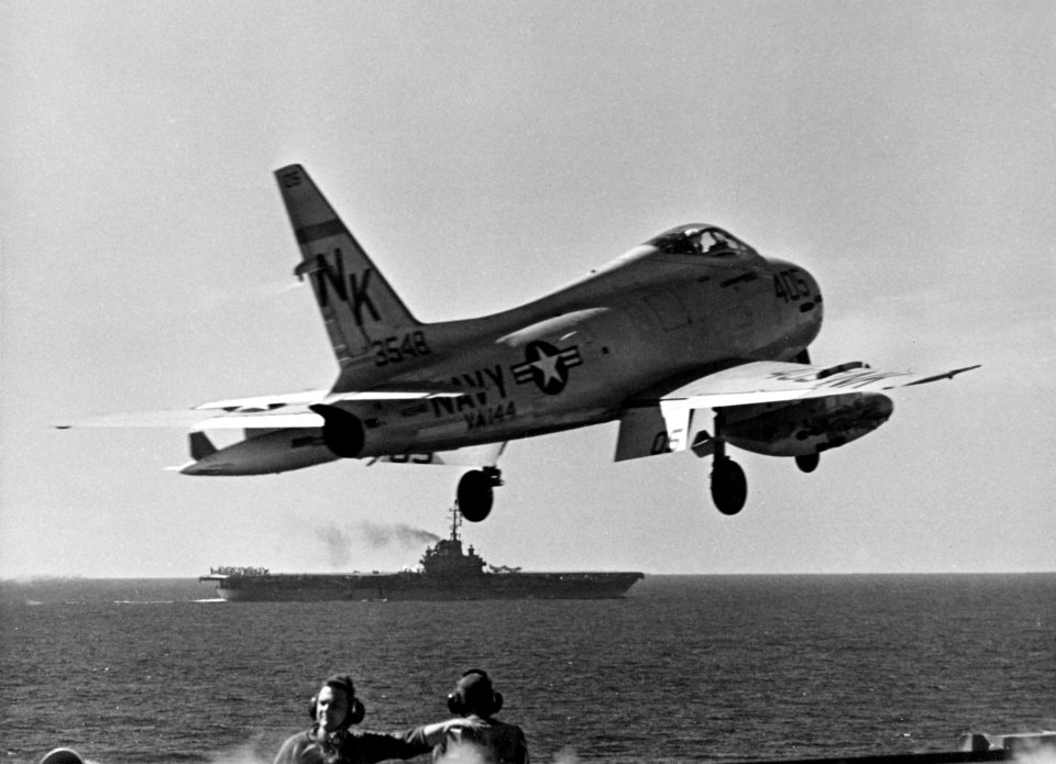 FJ-4B VA-144 launching from USS Ranger (CVA-61) 1959