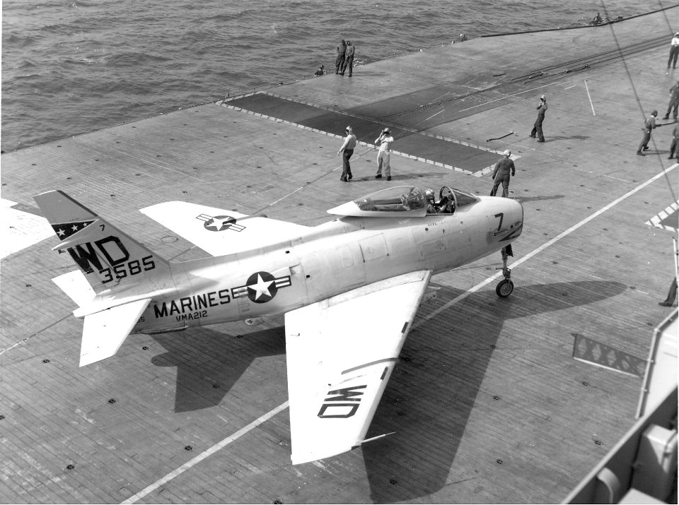 FJ-4B of VMA-212 on USS Oriskany (CVA-34) 1960
