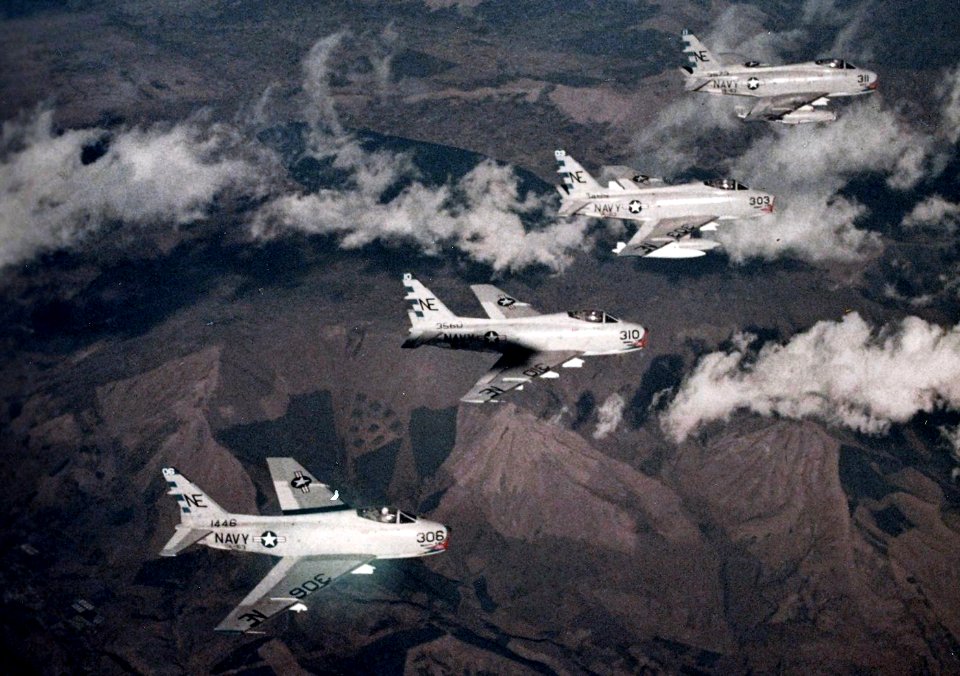 FJ-4Bs VA-63 in flight c1958