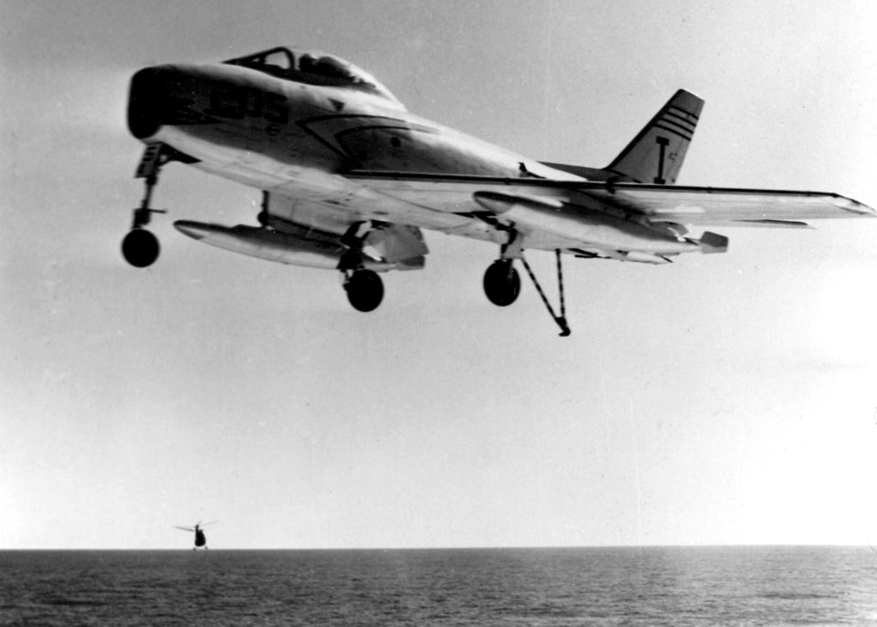 FJ-3 VF-21 approaching carrier 1956