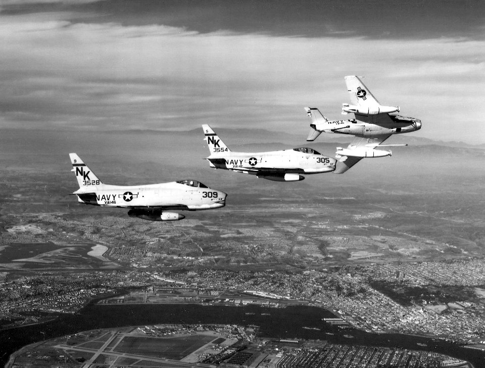 FJ-4B Furies VA-146 over NAS North Island 1961