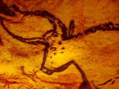 Cow painting a wall prehistory