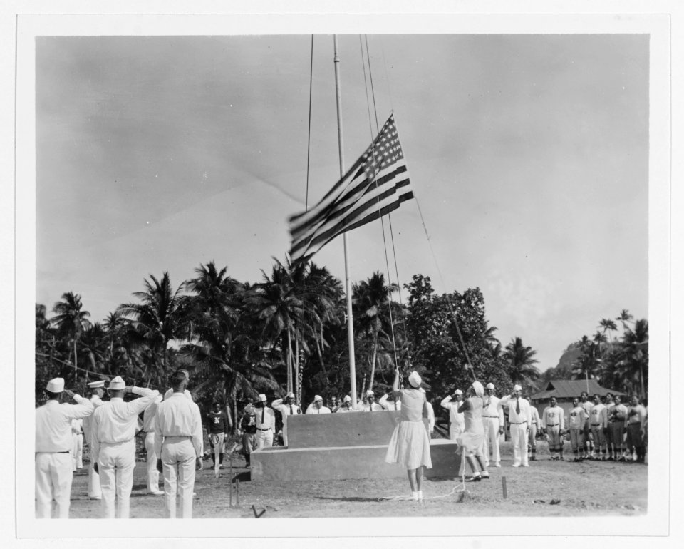Flag raising at Bradley Field dedication