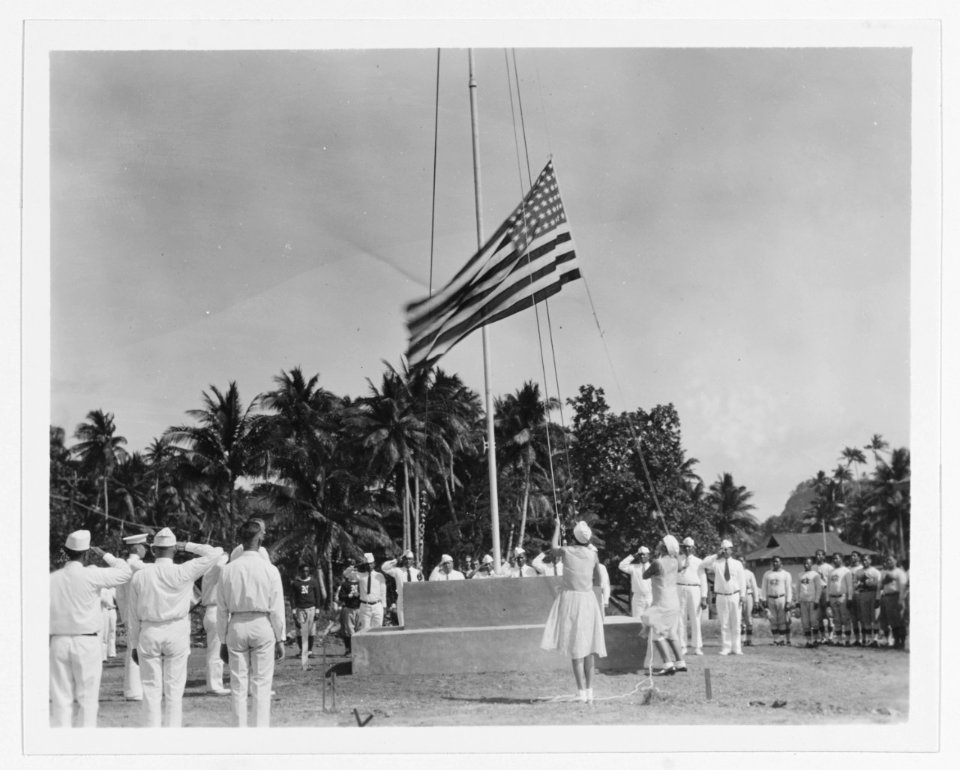 Flag raising at Bradley Field dedication