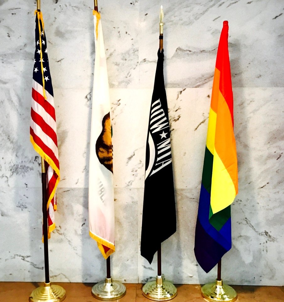 Flags in Kamala Harris' office (including LGBT pride flag)