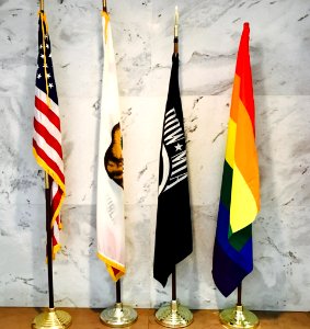 Flags in Kamala Harris' office (including LGBT pride flag)