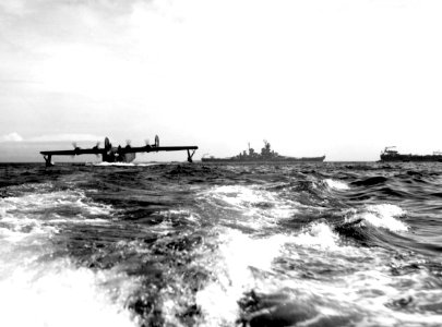 Fleet Admiral Chester W. Nimitz arrives in Tokyo Bay in PB2Y-5R Coronado on 29 August 1945