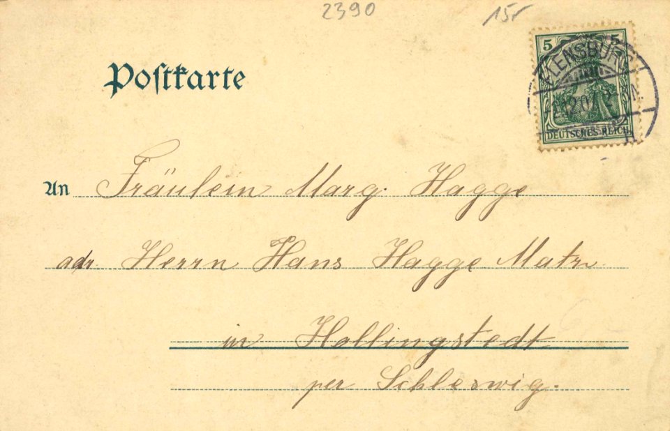 Flensburg, Schleswig-Holstein - Stadtansicht aus der Vogelperspektive (back) (Zeno Ansichtskarten)