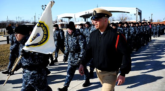 Flickr - Official U.S. Navy Imagery - A recruit division commander marches recruits.