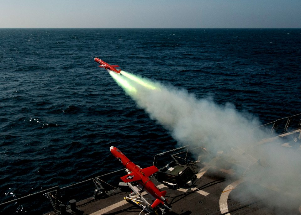 Flickr - Official U.S. Navy Imagery - A drone is launched from the flight deck of USS Underwood.