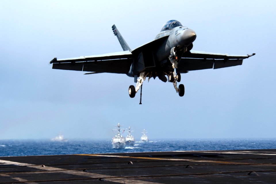Flickr - Official U.S. Navy Imagery - A jet lands on the deck of USS John C. Stennis.