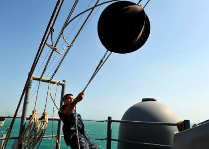 Flickr - Official U.S. Navy Imagery - A Sailor hauls up a Day Shape.