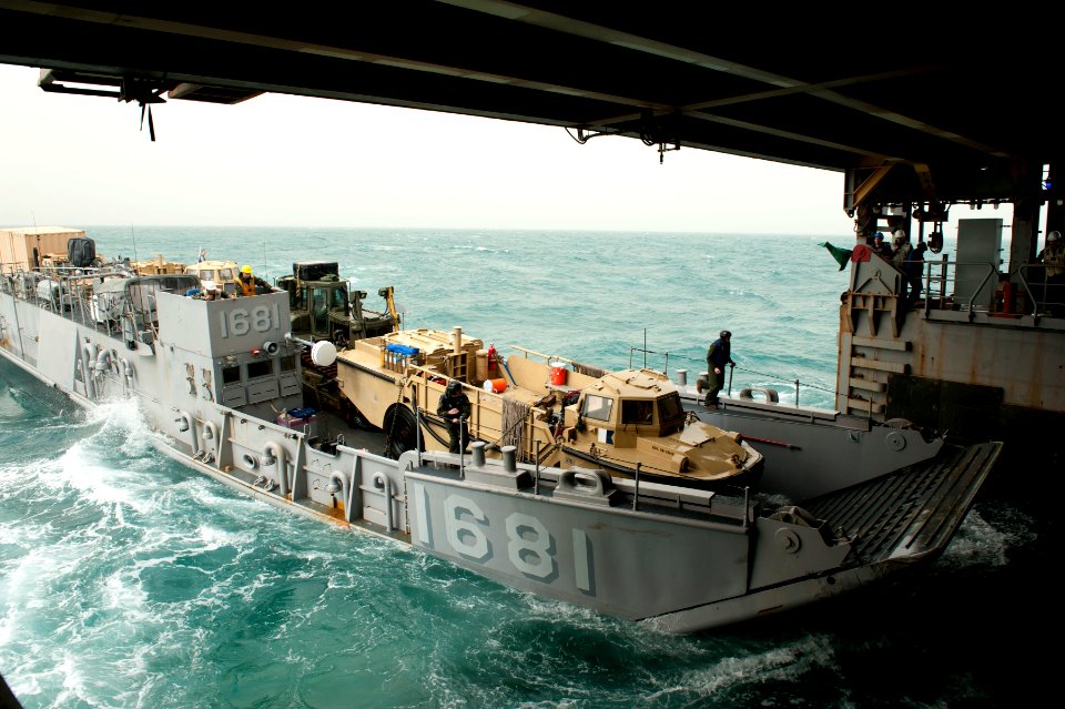 Flickr - Official U.S. Navy Imagery - A Landing Craft Utility enters the well deck of the amphibious dock landing ship.