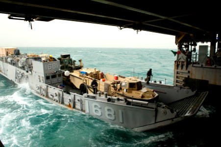 Flickr - Official U.S. Navy Imagery - A Landing Craft Utility enters the well deck of the amphibious dock landing ship.