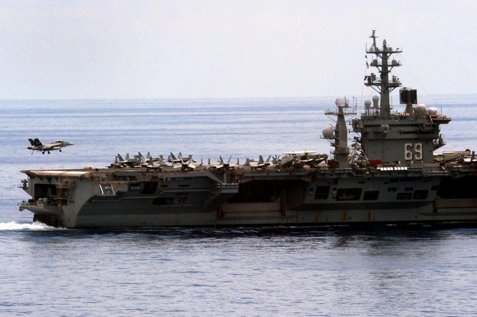 Flickr - Official U.S. Navy Imagery - A jet lands on the flight deck of USS Dwight D. Eisenhower.