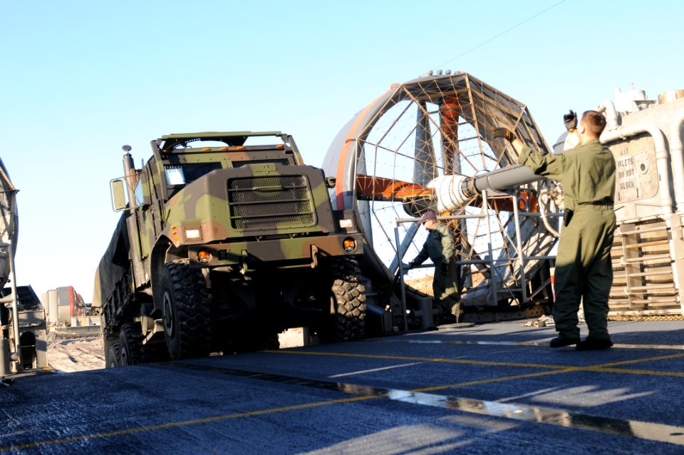 Flickr - Official U.S. Navy Imagery - A replacement vehicle is embarked aboard a craft.