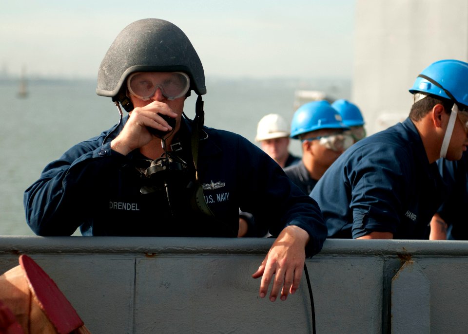 Flickr - Official U.S. Navy Imagery - A Sailor acts as the sound-powered phone talker.