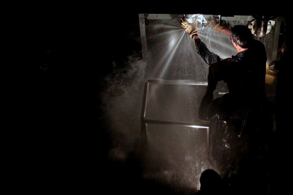 Flickr - Official U.S. Navy Imagery - A Sailor attempts to patch a leak.