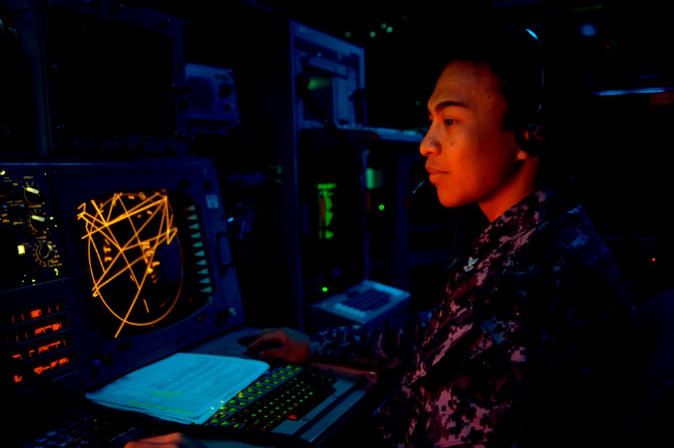 Flickr - Official U.S. Navy Imagery - A Sailor stands the air tracker watch.