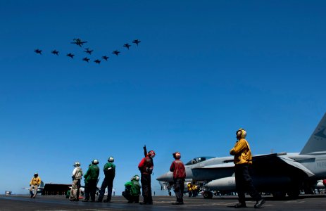 Flickr - Official U.S. Navy Imagery - Aircraft assigned to Carrier Air Wing 17 fly in formation.