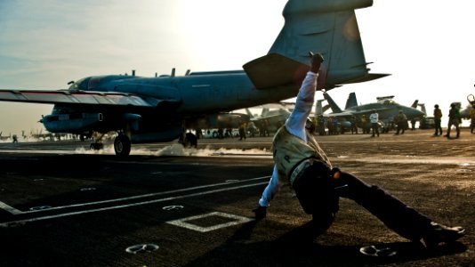 Flickr - Official U.S. Navy Imagery - An EA-6B Prowler launches from USS John C. Stennis.