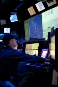 Flickr - Official U.S. Navy Imagery - An officer monitors targets the sea.