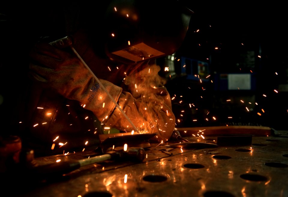 Flickr - Official U.S. Navy Imagery - A Sailor welds a bracket in the sheet metal shop. (1)