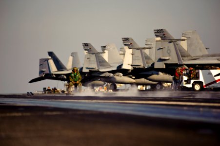 Flickr - Official U.S. Navy Imagery - A Sailor waits for no-load testing on catapult.