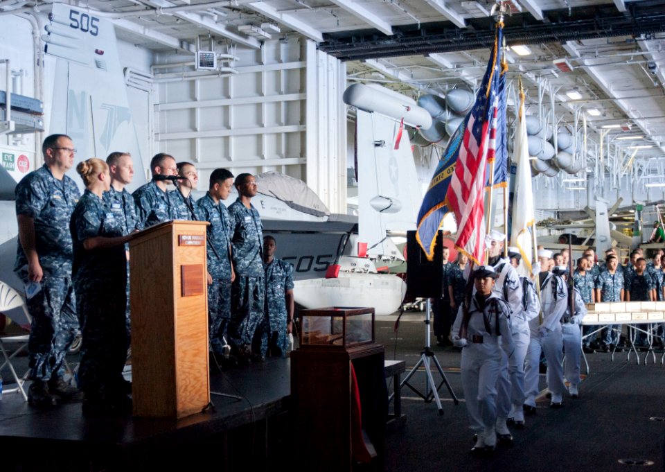 Flickr - Official U.S. Navy Imagery - Colors are presented at a Sept. 11 ceremony at sea.