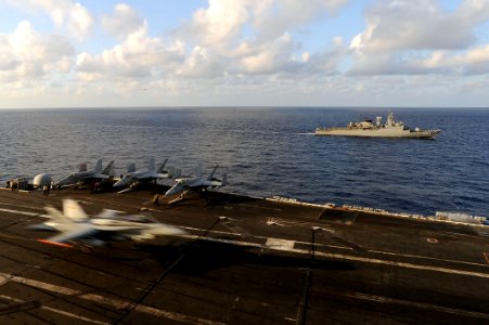 Flickr - Official U.S. Navy Imagery - An aircraft lands on the flight deck of the USS Dwight D. Eisenhower.