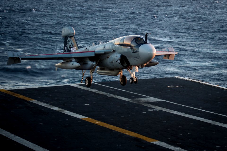 Flickr - Official U.S. Navy Imagery - An EA-6B Prowler lands aboard USS Nimitz.