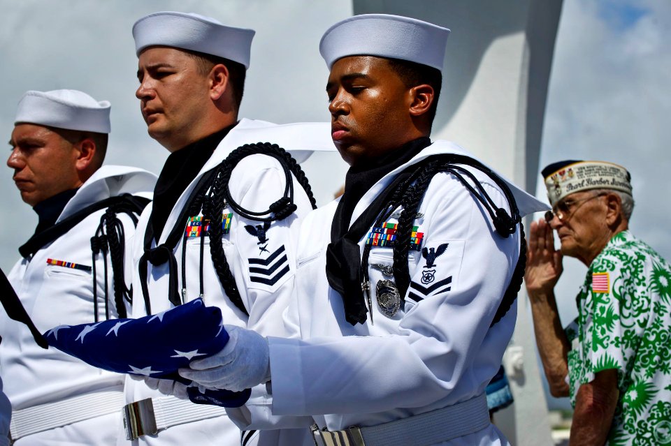 Flickr - Official U.S. Navy Imagery - An honor guard carries an American flag.