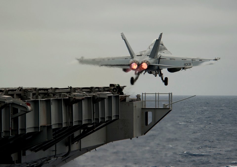 Flickr - Official U.S. Navy Imagery - An F-A-18F Super Hornet launches from USS Carl Vinson.