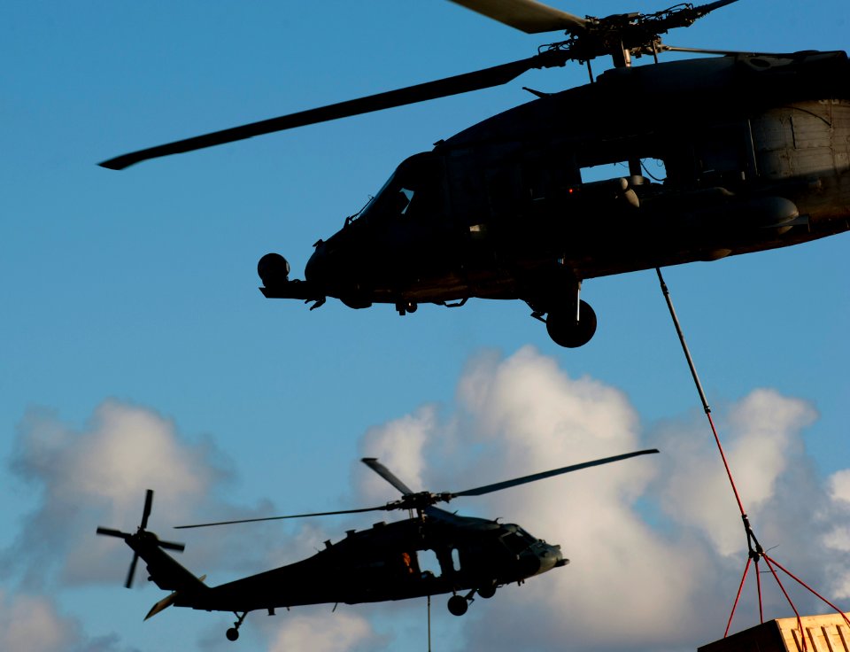 Flickr - Official U.S. Navy Imagery - Helicopters transport supplies during replenishment evolution.
