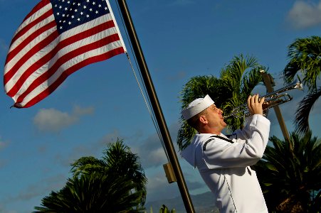 Flickr - Official U.S. Navy Imagery - Bugler plays at 9-11 ceremony. photo