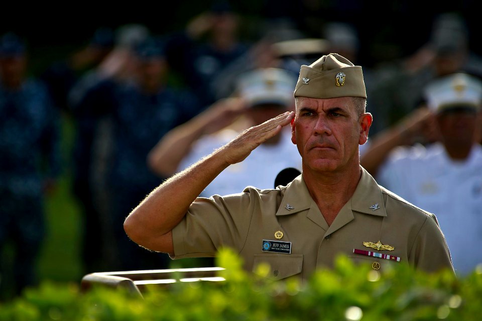 Flickr - Official U.S. Navy Imagery - Captain salutes at 9-11 ceremony.