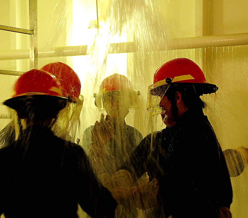 Flickr - Official U.S. Navy Imagery - Cadets from the Bloom Township High School Navy Junior ROTC unit attempt to stop the flooding caused by a ruptured pipe in the wet trainer event as part of the Damage Control Olympics.