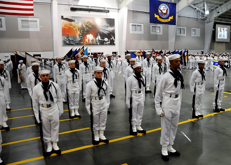 Flickr - Official U.S. Navy Imagery - Drill team stands in formation at recruit graduation.