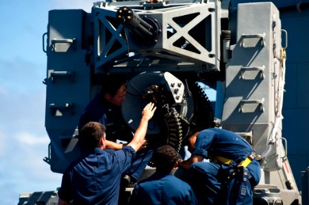 Flickr - Official U.S. Navy Imagery - Fire controlmen perform maintenance on a close-in weapon system.