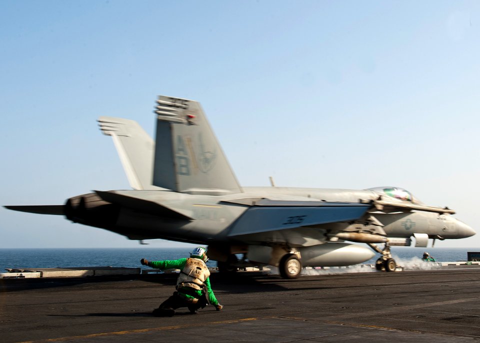 Flickr - Official U.S. Navy Imagery - F-A-18 launches from flight deck.