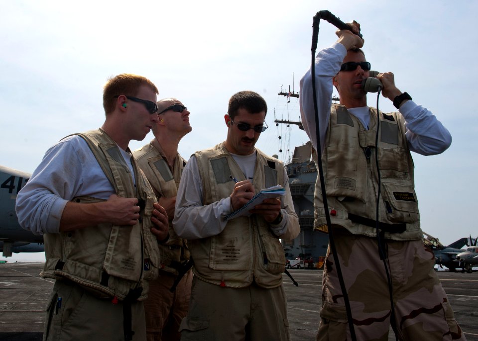 Flickr - Official U.S. Navy Imagery - Officers direct landing aircraft.