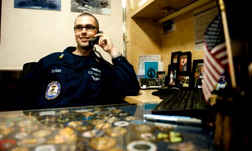 Flickr - Official U.S. Navy Imagery - President Obama talks direct to Sailor.
