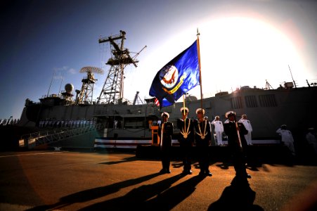 Flickr - Official U.S. Navy Imagery - High School JROTC students parade the colors during a decommissioning ceremony for USS Doyle