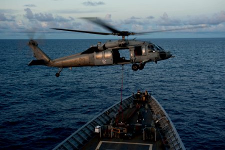 Flickr - Official U.S. Navy Imagery - Helicopter delivers supplies to ship.