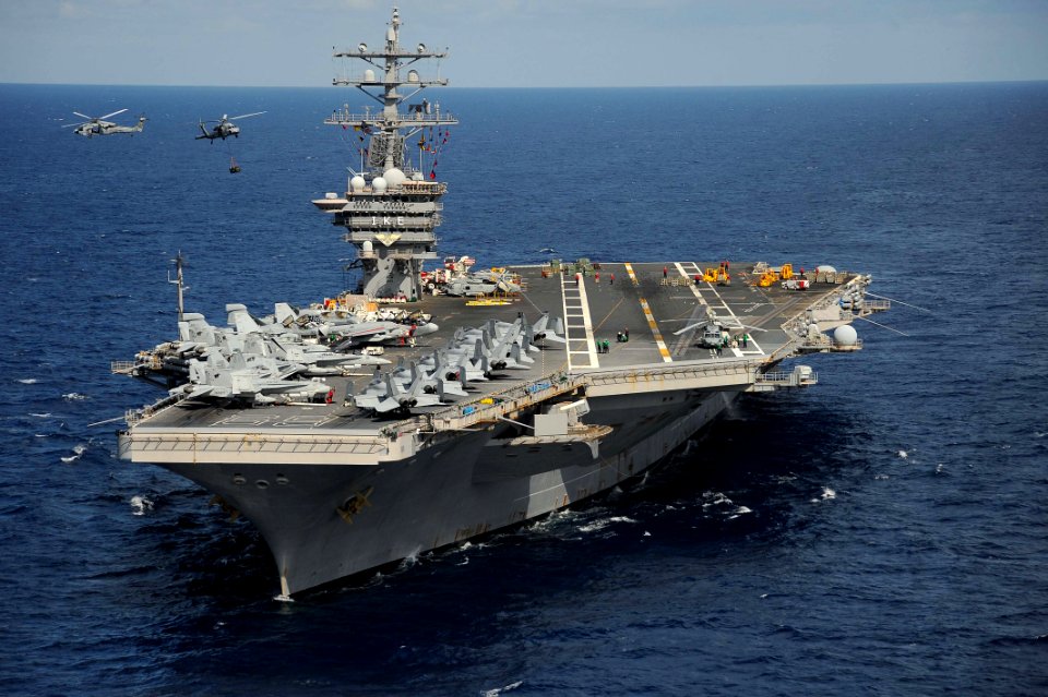 Flickr - Official U.S. Navy Imagery - Helicopter's approaches the flight deck of USS George H.W. Bush.