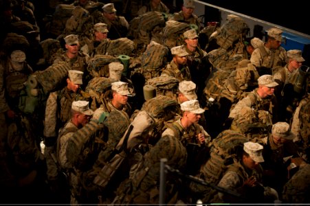 Flickr - Official U.S. Navy Imagery - Marines depart a landing craft utility.