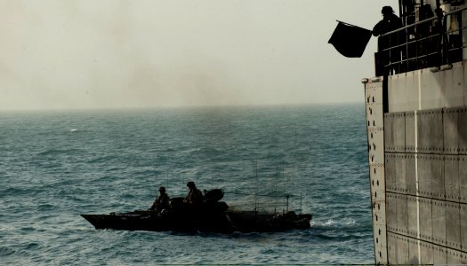 Flickr - Official U.S. Navy Imagery - Marines drive an amphibious assault vehicle into the well deck. (1)
