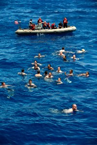 Flickr - Official U.S. Navy Imagery - Sailor enjoy a swim call.
